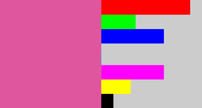 Hex color #e0569e - medium pink