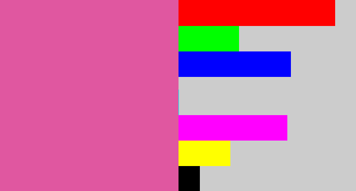 Hex color #e057a0 - pale magenta