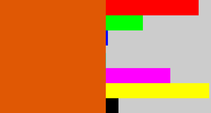 Hex color #e05804 - deep orange