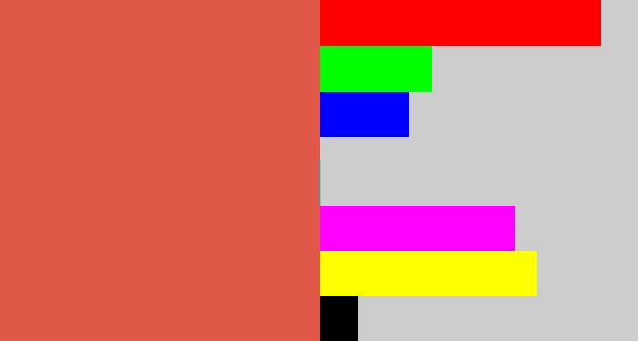 Hex color #e05847 - pale red
