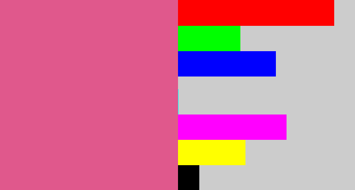 Hex color #e0588c - medium pink