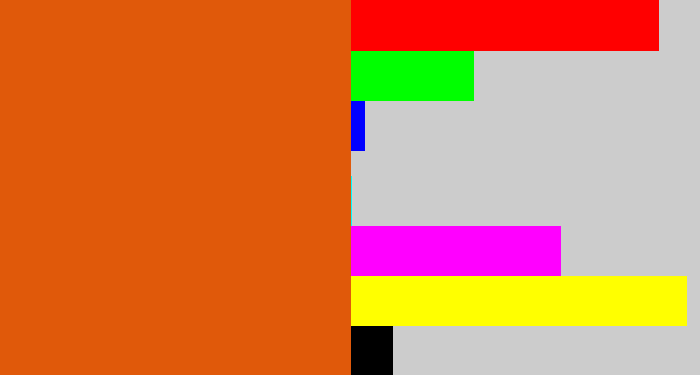 Hex color #e0590a - deep orange