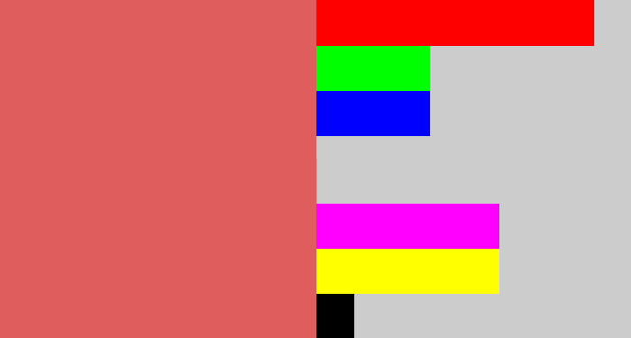 Hex color #e05d5d - pastel red