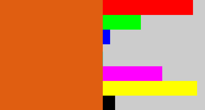 Hex color #e05e11 - rusty orange