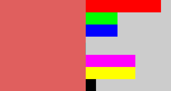 Hex color #e05f5e - pastel red