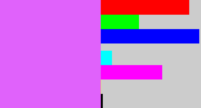 Hex color #e062fb - heliotrope