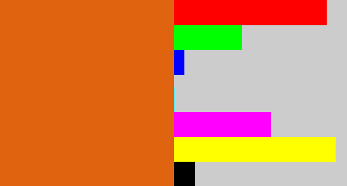 Hex color #e06310 - rusty orange