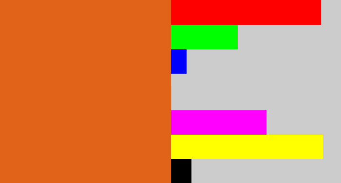 Hex color #e06318 - rusty orange