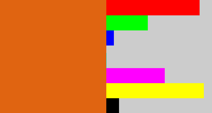 Hex color #e06411 - rusty orange
