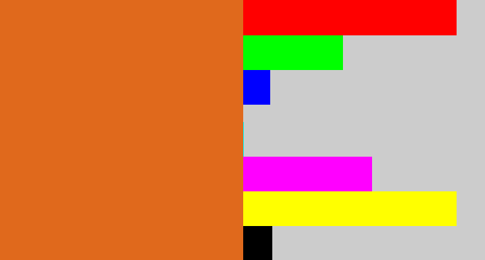 Hex color #e0691c - brownish orange
