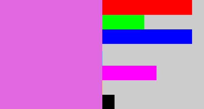 Hex color #e069e1 - purply pink