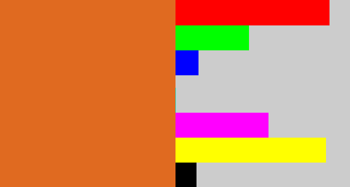Hex color #e06a20 - brownish orange