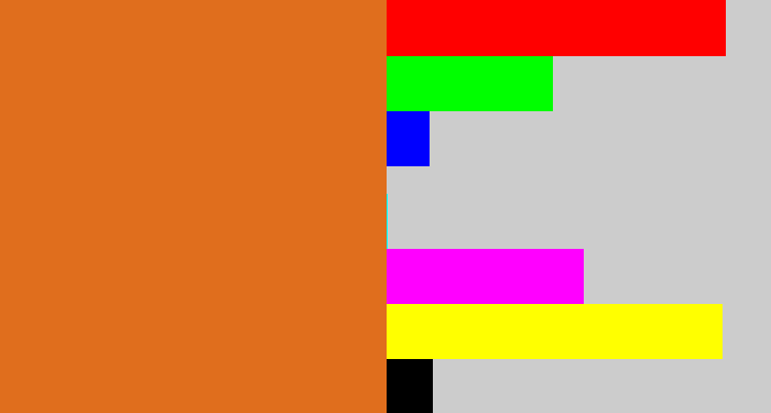 Hex color #e06e1d - brownish orange