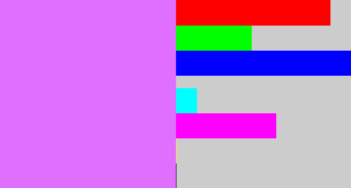 Hex color #e06eff - bright lilac