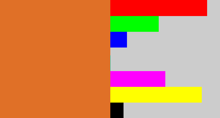 Hex color #e07027 - brownish orange