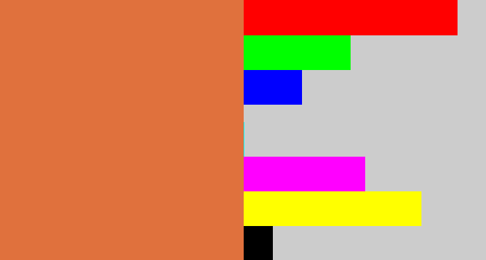 Hex color #e0713d - dull orange
