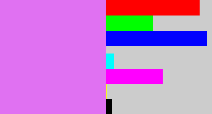 Hex color #e071f2 - purply pink