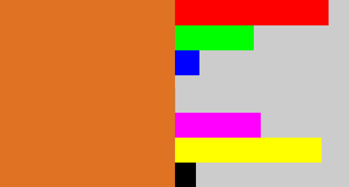 Hex color #e07223 - brownish orange