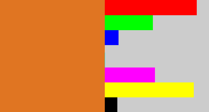 Hex color #e07522 - brownish orange