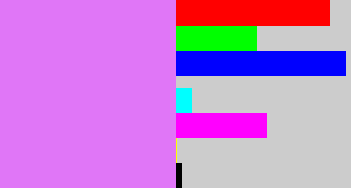 Hex color #e076f7 - purply pink
