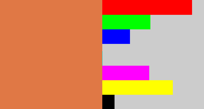 Hex color #e07845 - dull orange