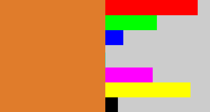 Hex color #e07c2b - dull orange