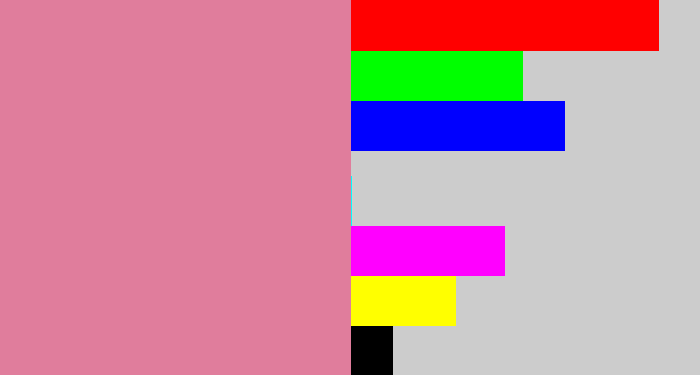 Hex color #e07d9c - dull pink