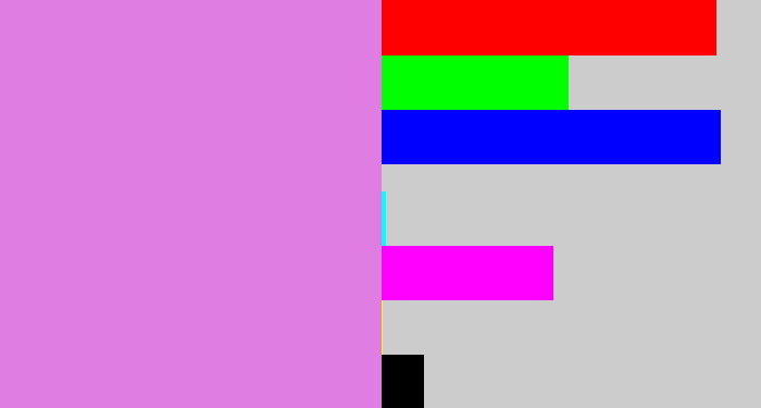 Hex color #e07de2 - lavender pink