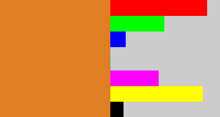 Hex color #e07e23 - brownish orange