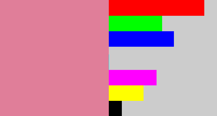 Hex color #e07e99 - dull pink