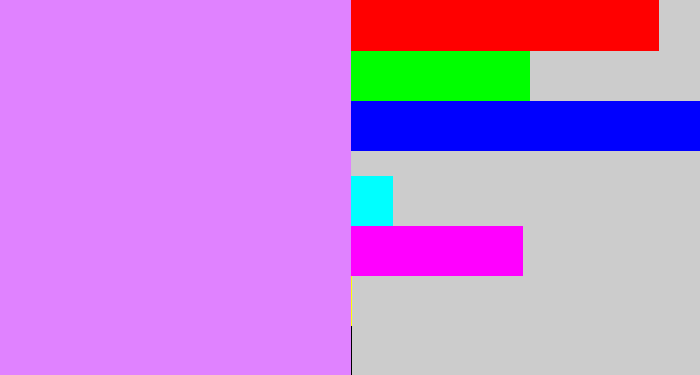 Hex color #e082ff - liliac