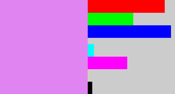 Hex color #e084f2 - purply pink