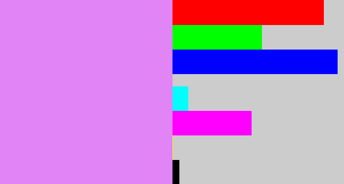 Hex color #e084f6 - purply pink