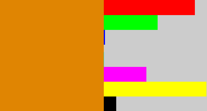 Hex color #e08502 - pumpkin