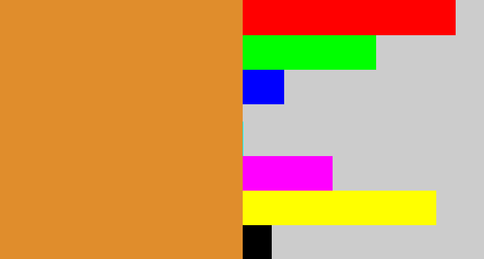 Hex color #e08d2c - dull orange