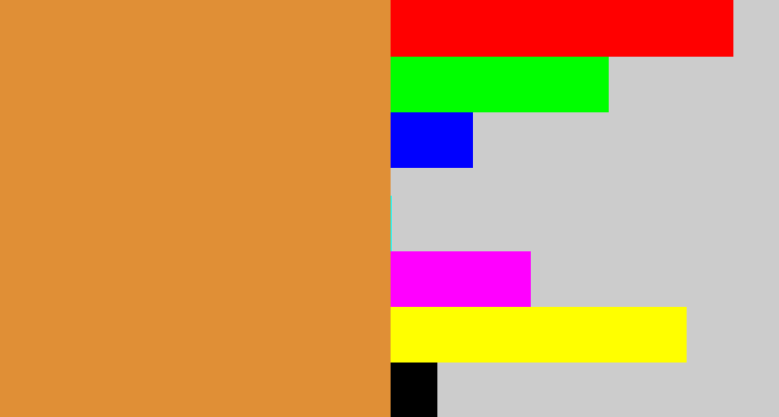 Hex color #e08f36 - dull orange