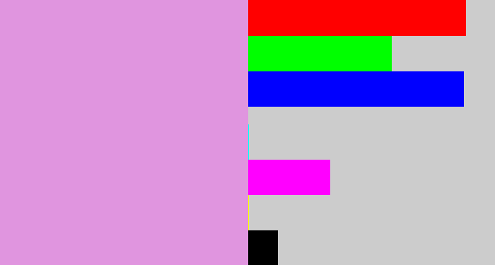 Hex color #e095df - lavender pink
