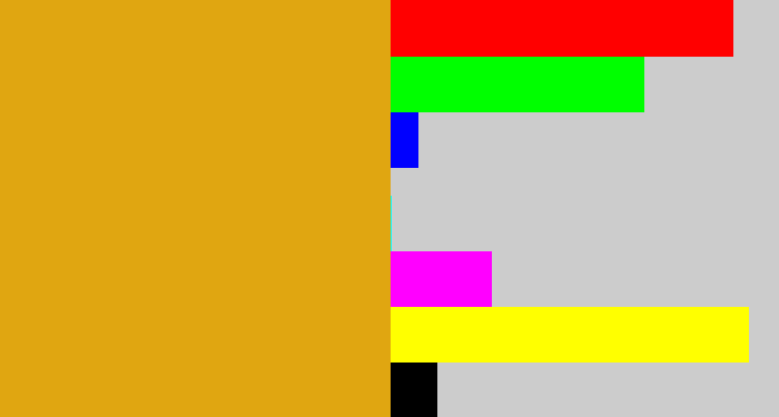 Hex color #e0a611 - burnt yellow