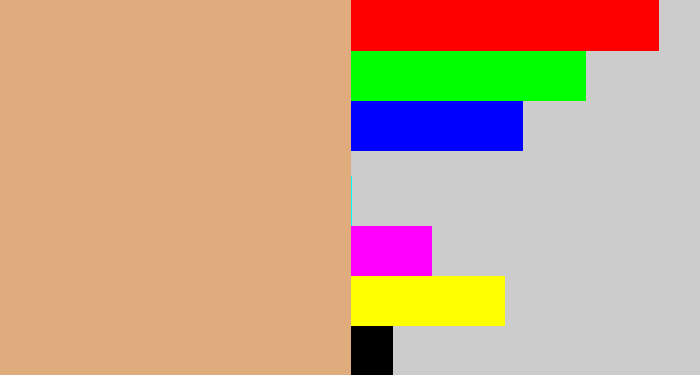Hex color #e0ac7d - fawn