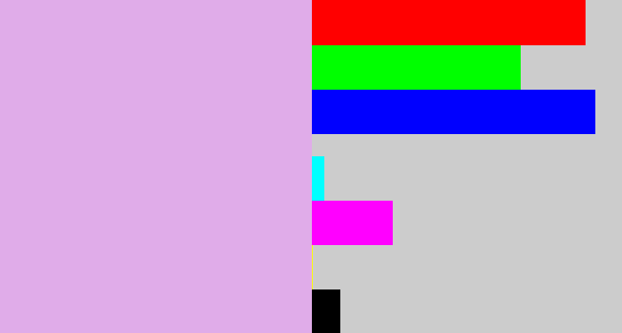Hex color #e0ace9 - light violet