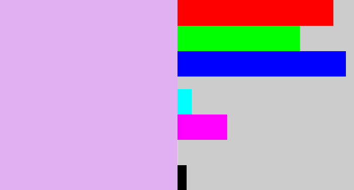 Hex color #e0b0f3 - light violet