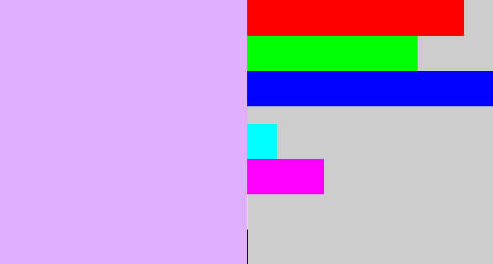 Hex color #e0b0fe - light violet