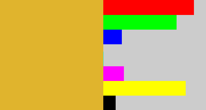Hex color #e0b42d - macaroni and cheese