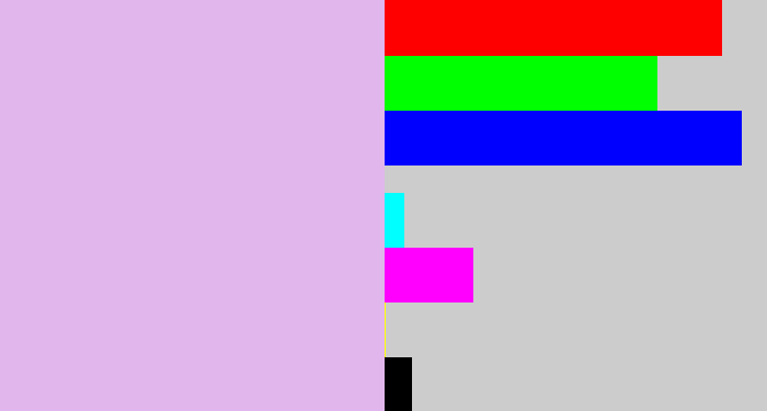 Hex color #e0b6ec - light violet