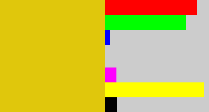 Hex color #e0c70c - mustard yellow