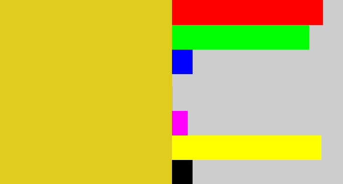 Hex color #e0cc1e - piss yellow