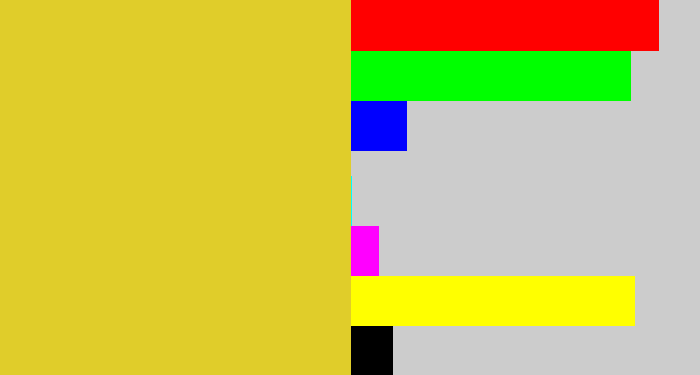 Hex color #e0cd2a - piss yellow