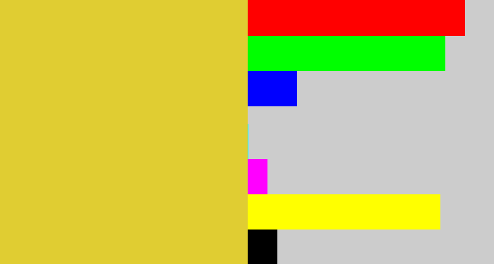 Hex color #e0cd32 - piss yellow
