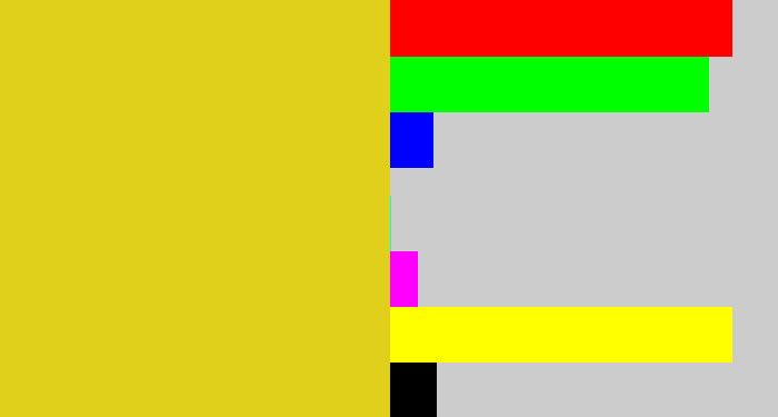 Hex color #e0d01c - piss yellow