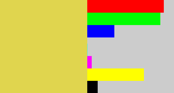 Hex color #e0d54e - dull yellow